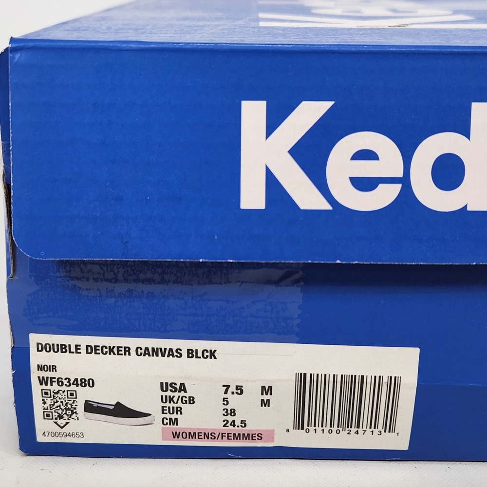 Keds Double Decker Canvas Sneakers Womens Size 7.5 Black Slip-On Shoes Noir - Picture 7 of 7